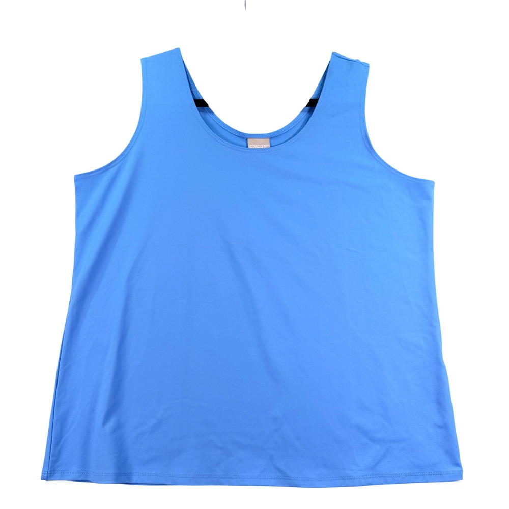 Chico's Microfiber Contemporary Tank Basic Knit XL Shoreside Blue Sleeveless Top